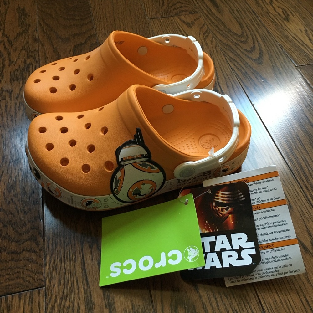 CROCS Orange Star Wars BB-8 Kids Clog Sandals with White Strap
